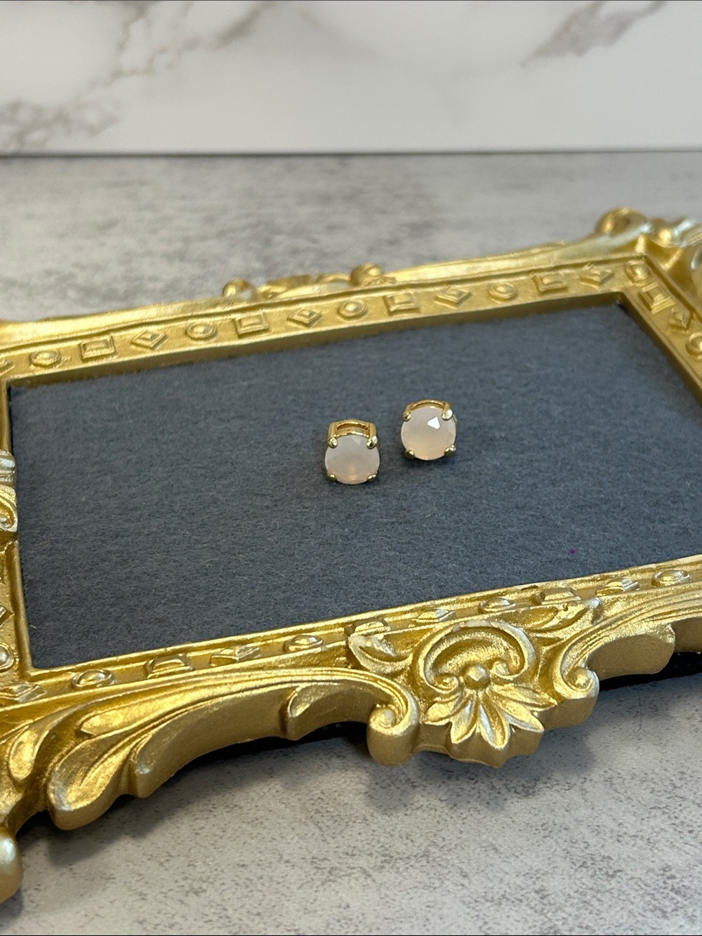 Gorgeous J. Crew Gold Prong-Set Milky Crystal Stud Earrings